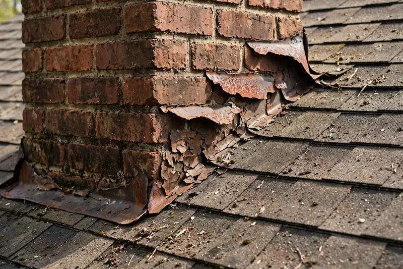 Flashing Repair before repair — roof damage in Dearborn, MI